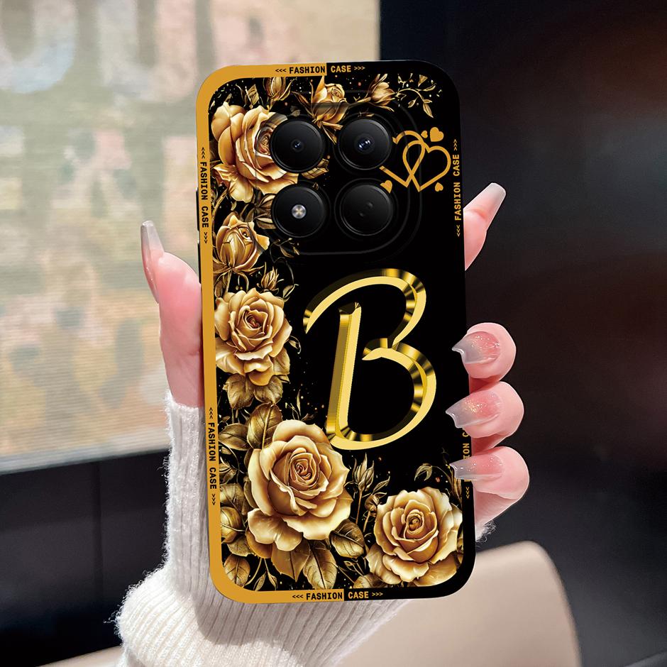 For Redmi Note 15 Pro 4G 5G Cases Luxury Rose 26 Letters Shockproof Silicone Cover For RedmiNote15 Fundas RedmiNote15Pro Bumper