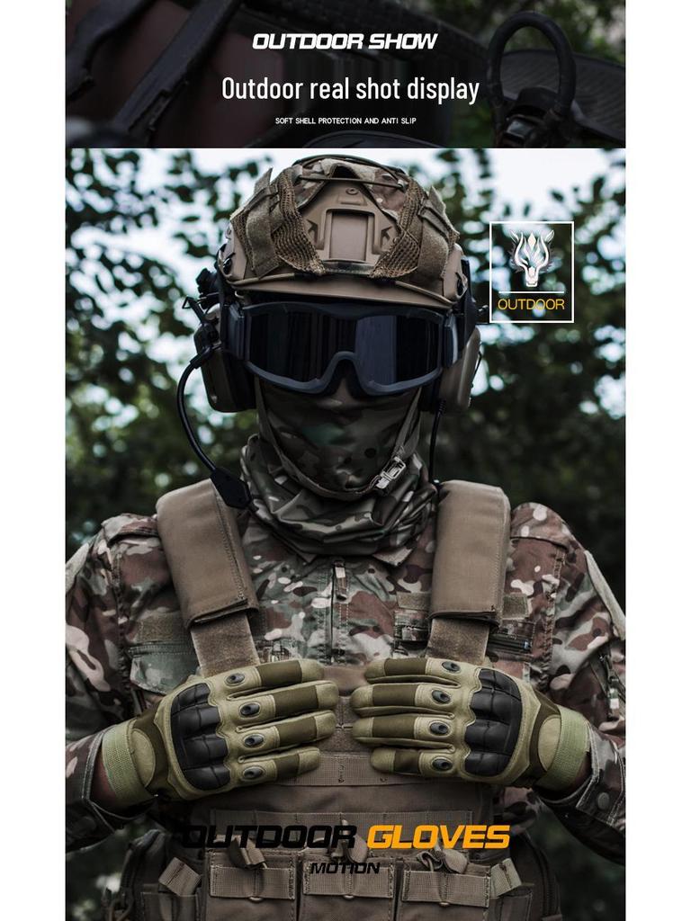 Men's Z908 Camouflage Tactical Gloves - Outdoor Full Finger Protective Sports Gear for Military, Cycling, and Training.