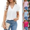 Women's 2025 Summer Chiffon Blouses V Neck Ruffle Short Sleeve Blouse Business Office Casual Top Shirts