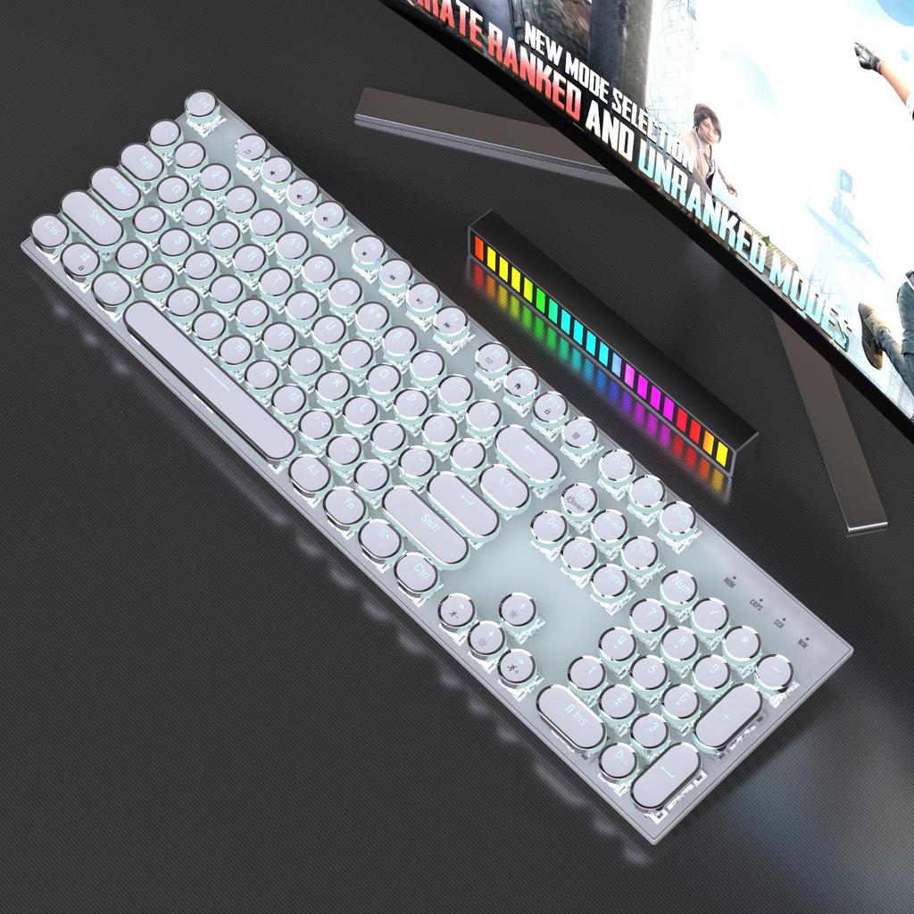 Беспроводная RGB механическая клавиатура в стиле ретро-панк, 104 клавиши, с гальванической ручкой, для игр и офиса.