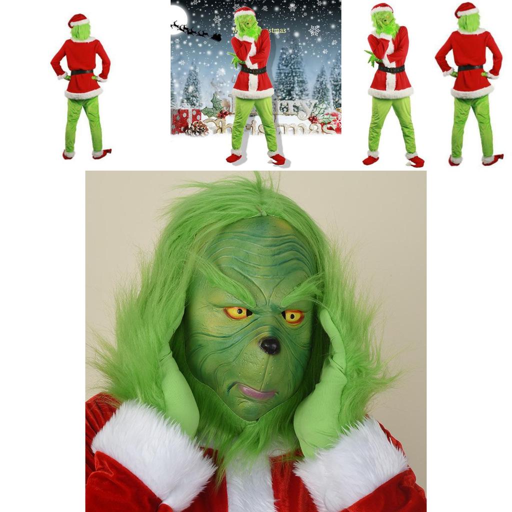 Halloween And Christmas Grinch Stole Christ Cosplay Costume Accessory Set For Party Wear