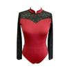 Ballet Leotard With Long Sleeves Open-Crotch Lace Design Female Dance Students Winter Practice Wear