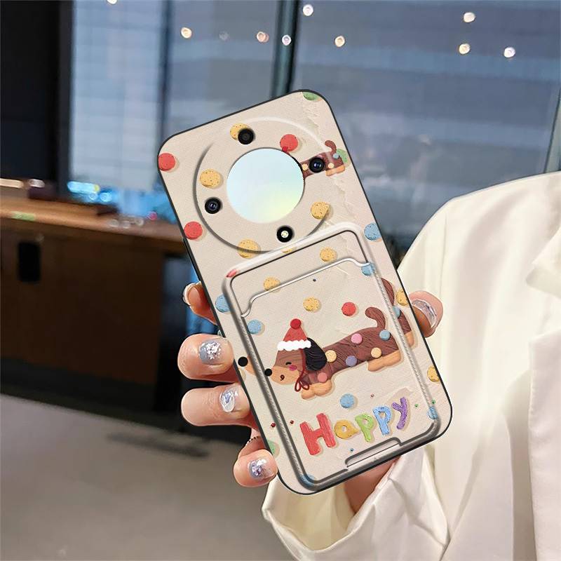 Противоударная задняя крышка Чехол для телефона для Honor X9a 5G/Magic5 Lite Слот для карт Грязеотталкивающий Защитный силиконовый Кармашек для карт Милый