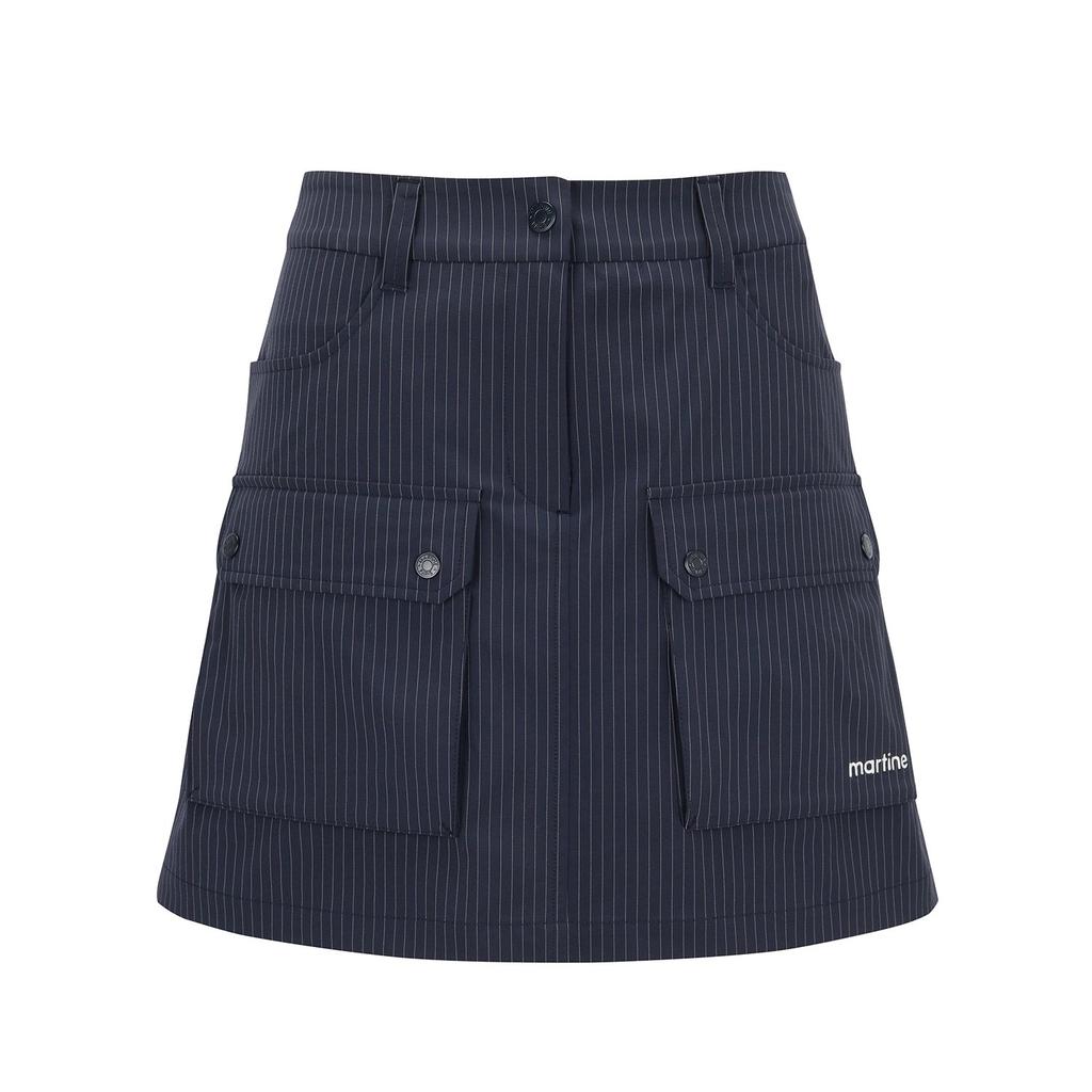MARTINE GOLF Широкие брюки-кюлоты с боковым карманом и полосатым узором_Синий