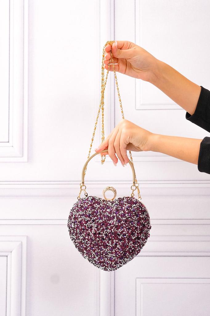 Women's Stylish and Useful Evening Dress Bag Women's Heart Stoned Saxe Blue Evening Dress Bag