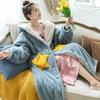 Women Fleece Hooded Bathrobe Women's Princess Robe Ankle Lightweight Cotton Soft Fluffy Warm Sherpa Shaggy  Kimono Bride
