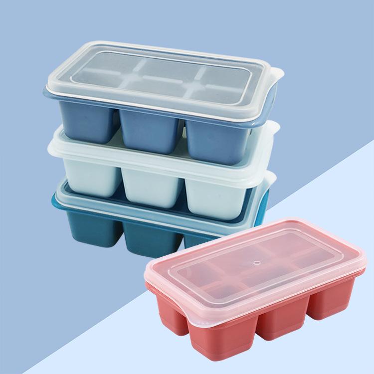 6 Ice Cube Mold Home Ice Tray Ice Box 6 Ice Cube Mold with Lid Refrigerator Homemade Ice Box