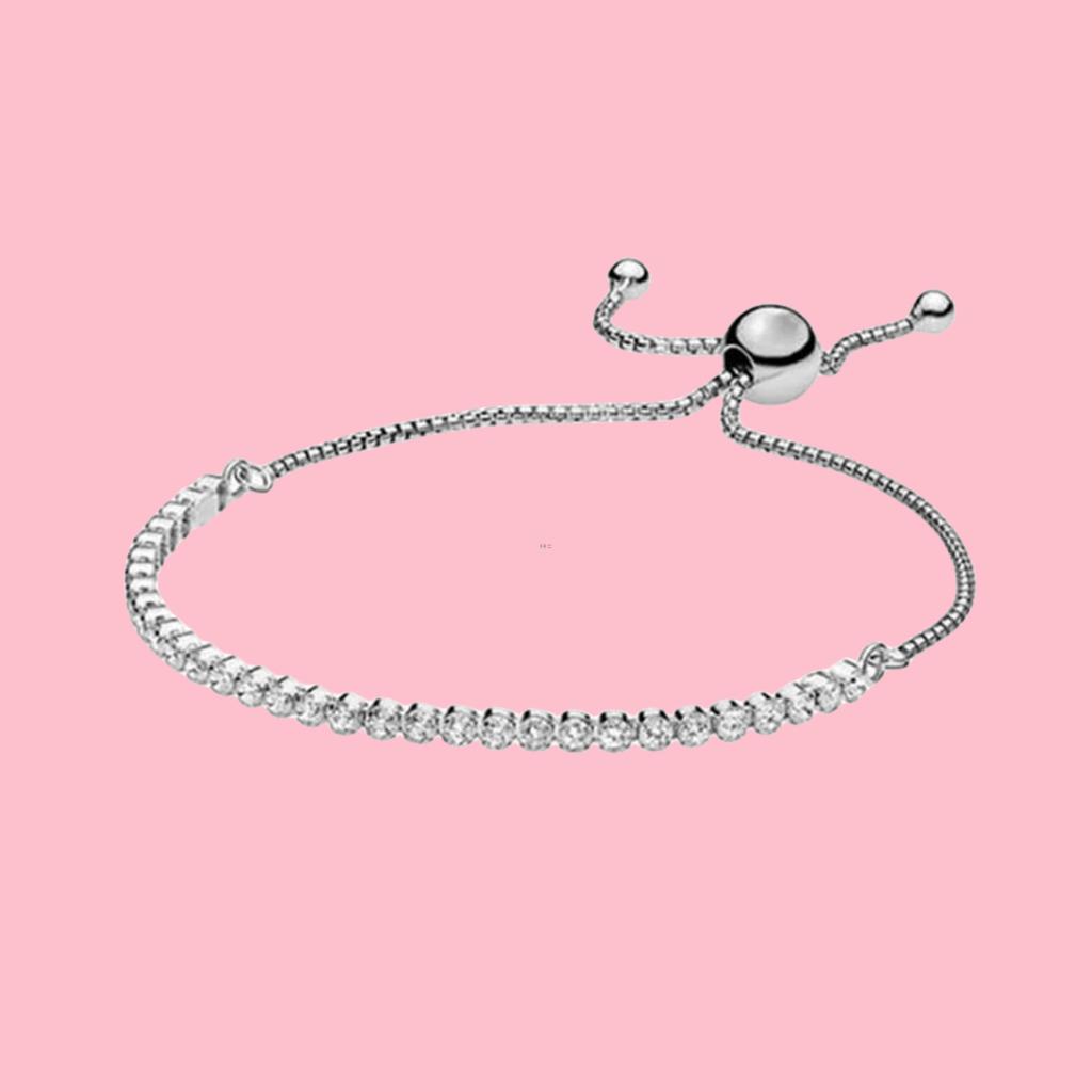 Модный сверкающий теннисный браслет S925 Silver Slider, подходящий для женских подарков на день рождения, модные ювелирные изделия