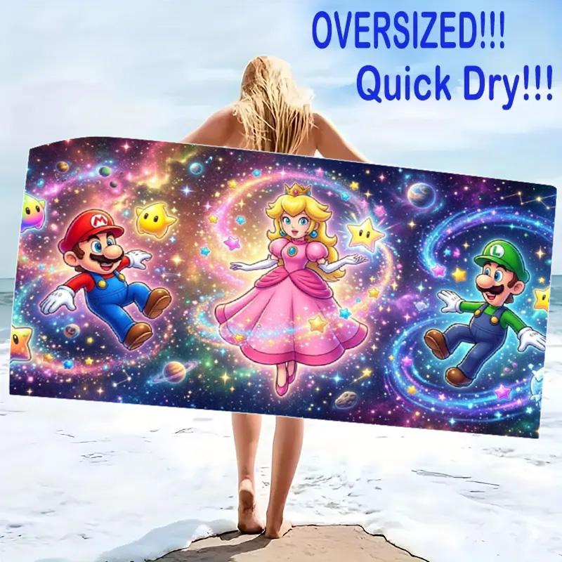 Super Brothers Print Beach Towel, Large Soft Quick Dry Towel for Beach Camping Swimming