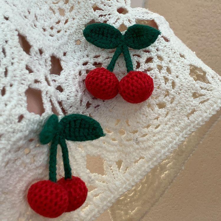 Ins милый сладкий треугольник полотенце женский сладкий прохладный вишневый выдолбленный ручной вязки повязка на голову допаминовый платок