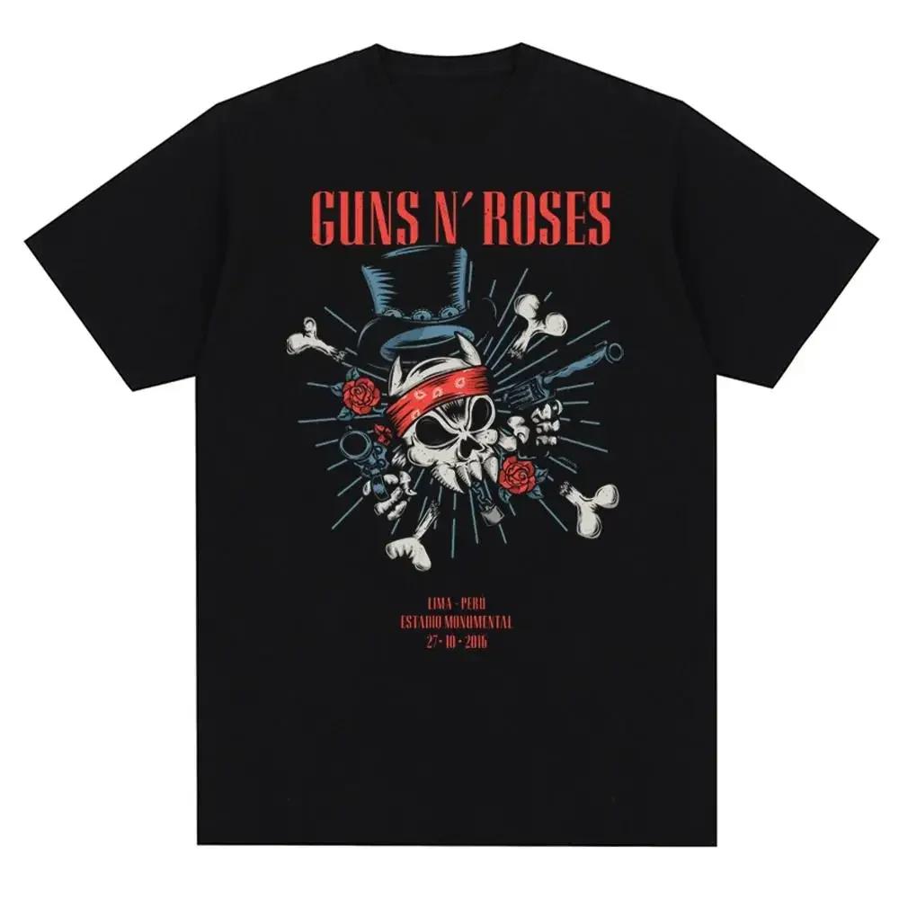Guns N Roses Graphic Print T Shirt Vintage Rock Band Streetwear Short Sleeve Fashion Crew Neck Plus Size T Shirt Women
