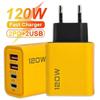Зарядное устройство на 4 порта, 120 Вт, USB C PD Быстрая зарядка 3.0 Type C USB Зарядные устройства для телефона Быстрая зарядка Адаптер для iPhone Samsung Xiaomi Huawei