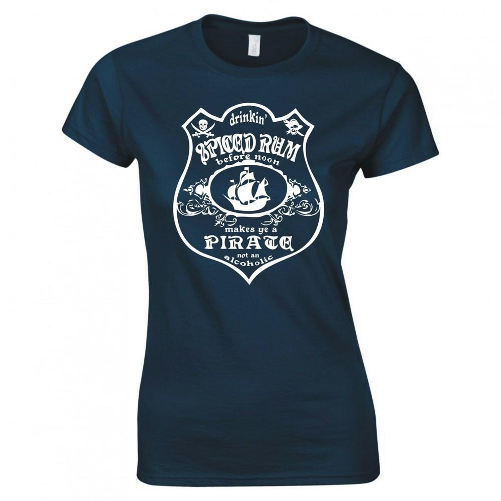 Funny Drinkin Spiced Rum Before Noon Makes Ye A Pirate Skinny Fit TShirt