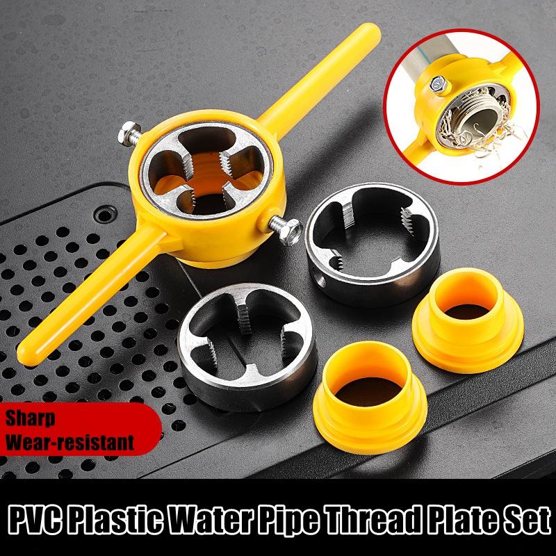 6pcs PVC Plastic Water Pipe Threader NPT Thread Tap Die Set NPT1/2 3/4 1Inch, Manual PVC Water Pipe Xternal Thread Tapping Tool