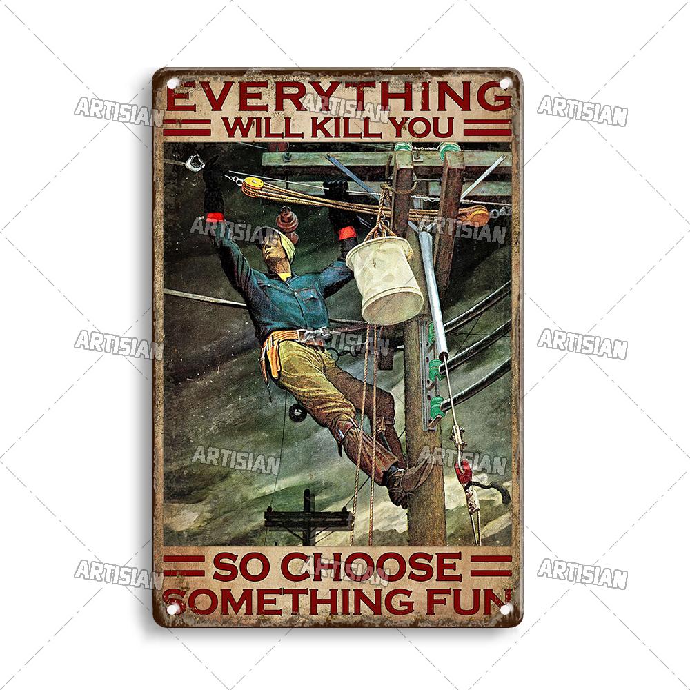 Artisian Job Metal Sign Work Tin Poster Police Accountant Scientist Writer Shoemaker Decorative Plate Wall Decor Garage Bar Pub