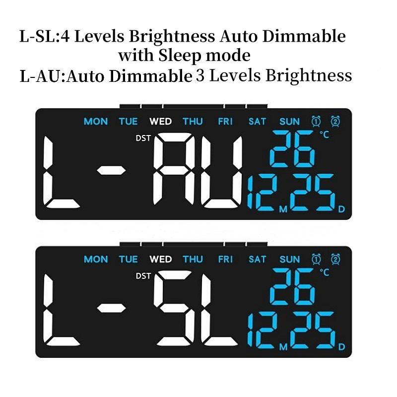 USB Powered Digital Alarm Clock TEMP Date Week Dual Alarm Timing Countdown Snooze Table Clock Auto Dimmable 12/24H DST LED Clock
