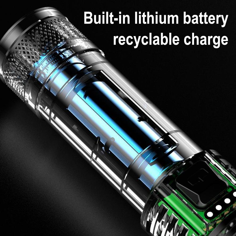 Telescopic Zoom Flashlight Outdoor White Laser USB Flashlight Flashlight Charging Household Rechargeable Emergency X1L2