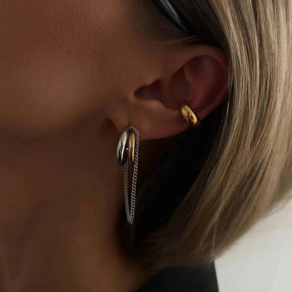 SHIXIN Minimalist Mix Color Tassel Line Stainless Steel Chain Earrings Women Punk Drop Earrings Accessories Party Jewelry Gifts