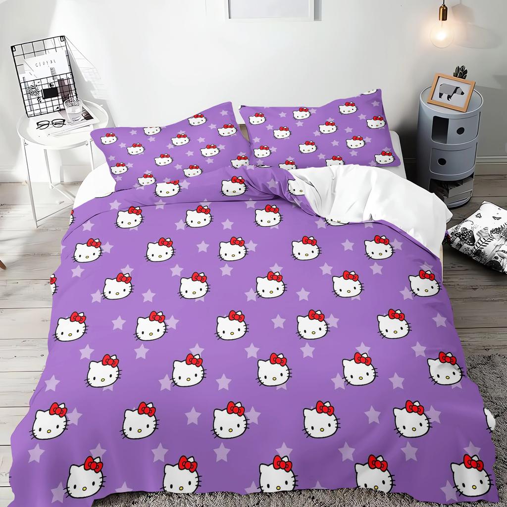 Набор пододеяльников Hello Kitty Розовый Милый Мультяшный Кот Принт Мягкий Комплект Постельного Белья 2/3 шт. Для Детской Спальни