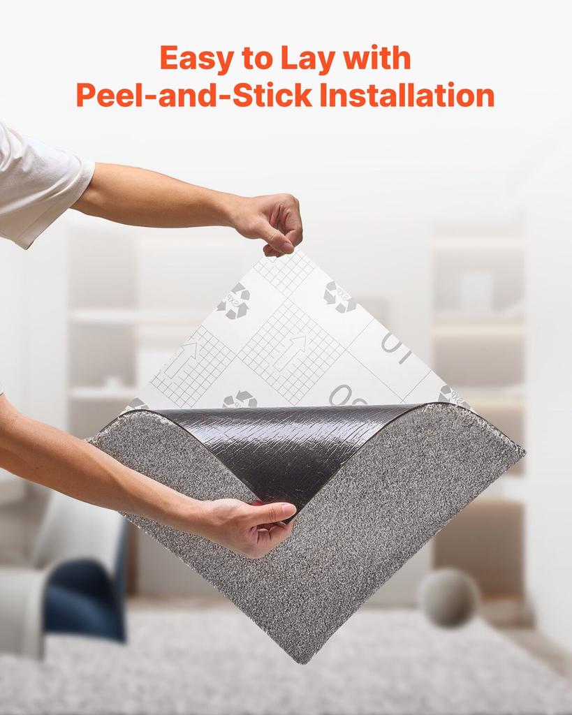 Carpet Tiles 457x457 mm, 10 Pack Carpet Square Rug Detachable & Damage-free, Self Adhesive Home Floor Soft Plush Padded for 2.1 Coverage, Easy DIY for
