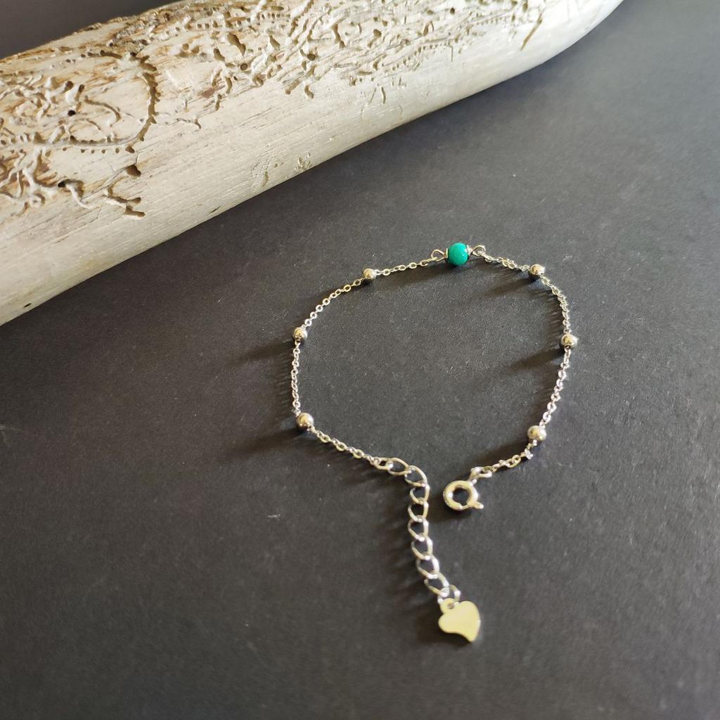 Серебряный браслет с бирюзой, вес изделия 1,54 гр (2146803)