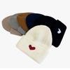 Embroidery Heart Knitted Hat Solid Color Love Skullies Beanies Sweet   Outdoor