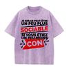 2026 Vintage Washed Beige French Slogan Graphic T Shirt Retro Text Print Oversized Casual Short Sleeve Tee