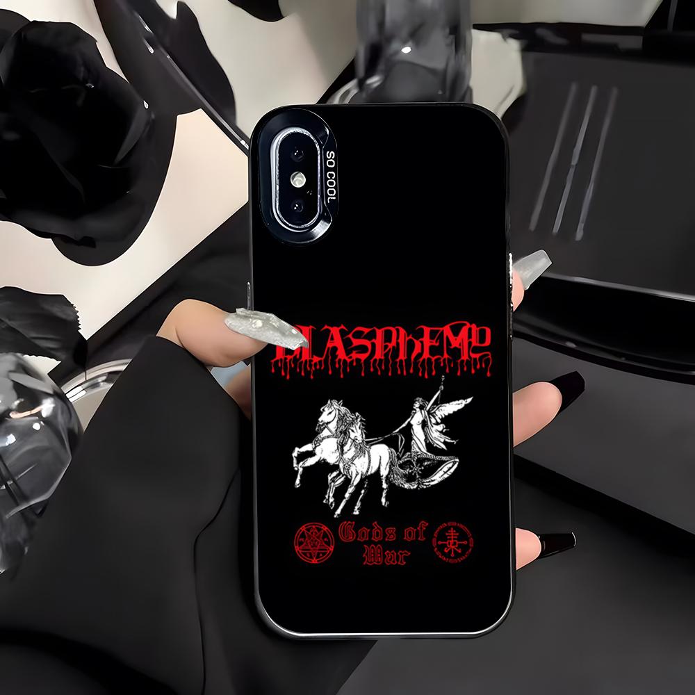 Чехол для телефона Blasphemy Band для IPhone 17 Air 16 E 15 14 Plus 13 12 11 Pro Max Цветной серебристый чехол