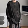 Men's Spring and Fall Loose Pleated Round Neck T-shirt Winter Hedging Bottoming Shirt