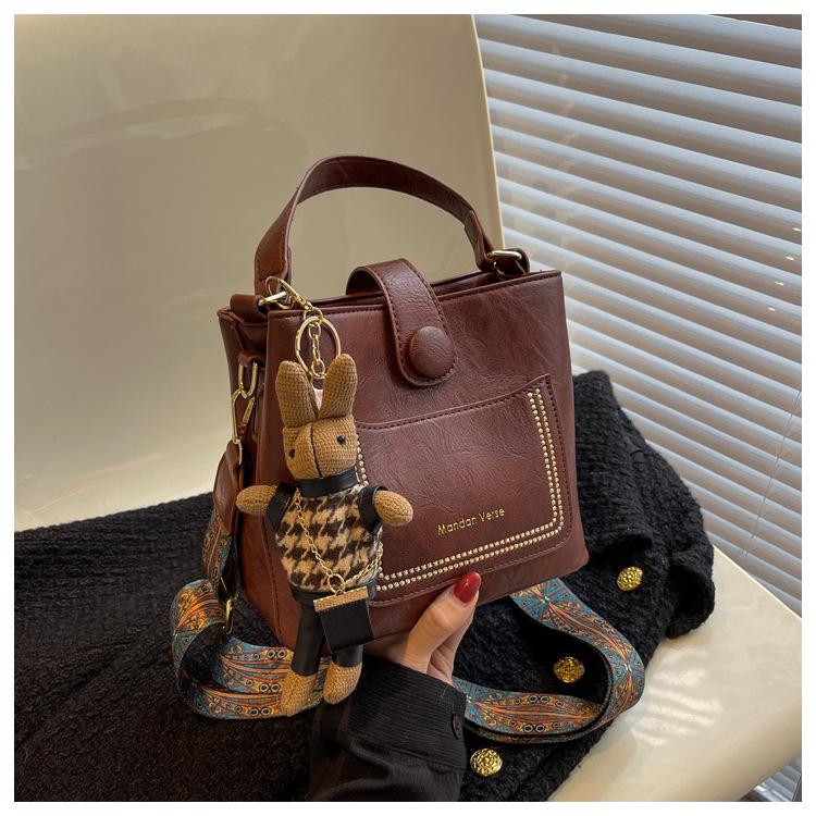 2024 Retro High-End Women's Korean Style Fashion Shoulder Messenger Bucket Bag