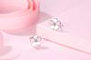 Серьги PRIVIE Cherry Blossom 925 из корейского металла для ежедневного использования, женские, цветочные, розовые, серебряные, милые, стильные, популярные, модные, гипоаллергенные,