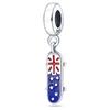 925 Silver Heart-Shaped American Flag Statue of Liberty Butterfly Charms Beads Fit Qikaola 925 Bracelets DIY Jewelry