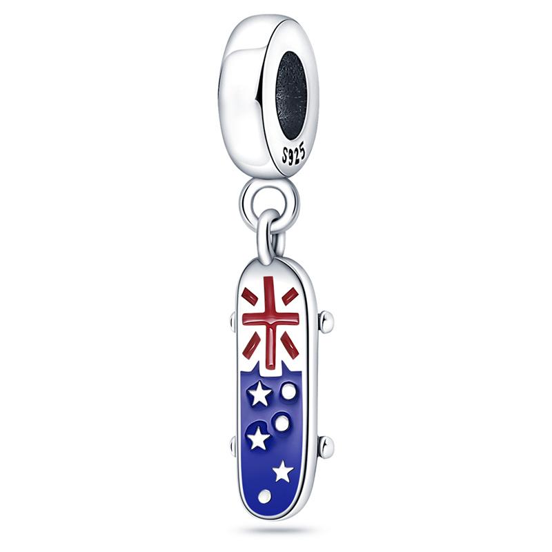 925 Silver Heart-Shaped American Flag Statue of Liberty Butterfly Charms Beads Fit Qikaola 925 Bracelets DIY Jewelry