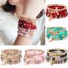 Fashionable 4Pcs Boho Multilayer Natural Stone Crystal Beaded Bracelets Fashion Women Set