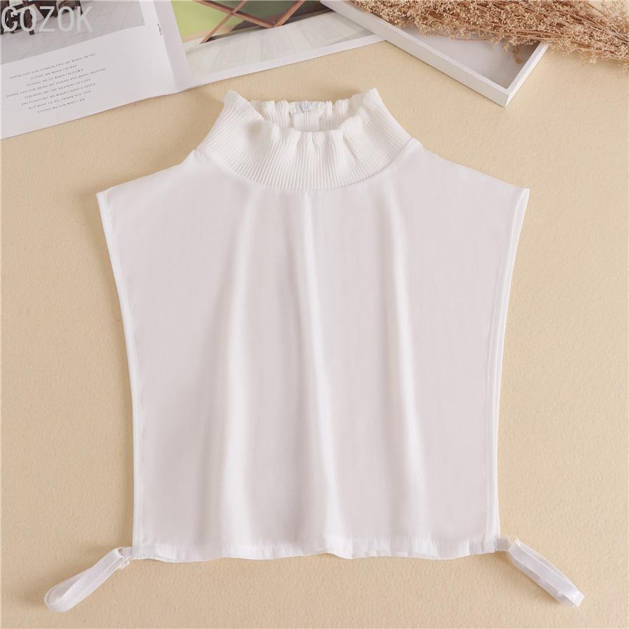 Women's Solid Colour Black White Vertical Small Flip Collar Versatile Shirt Jumper Jumper Fashion Lace False Collar Four Seasons