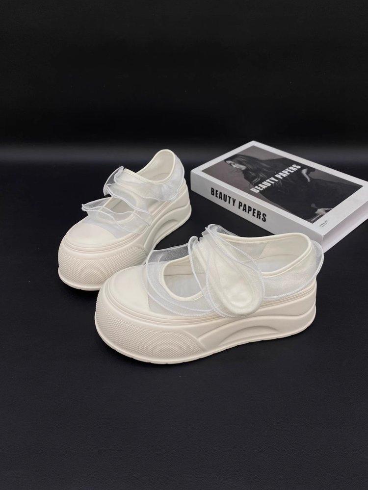 Маленькие 6 см сетчатые туфли-маффины женские 2025 лето толстая подошва увеличивающие рост шнуровка липучка Мэри Джейн