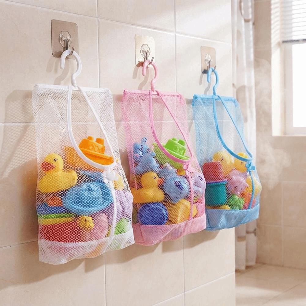 3PCS Quick Dry Hanging Mesh Storage Bag Space Saving Clothespin Mesh Bag Closet