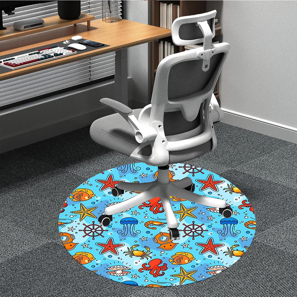 1pc Oceanic Creatures Chair Carpet for Office, Non-slip, Soft and Durable Office Rug, Perfect for Office yy251227135