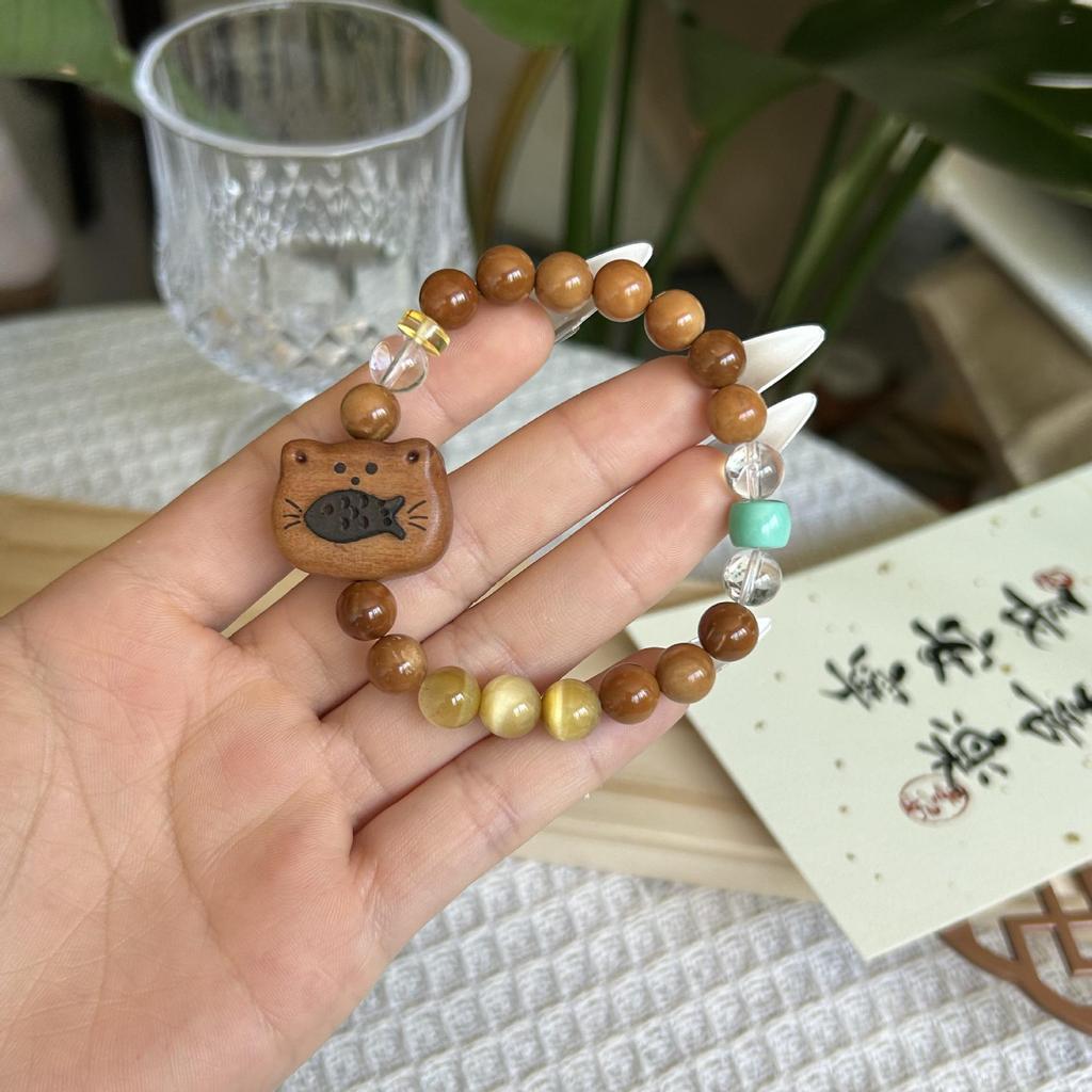 Браслет ручной работы из натуральных бусин - Ретро литературный стиль.