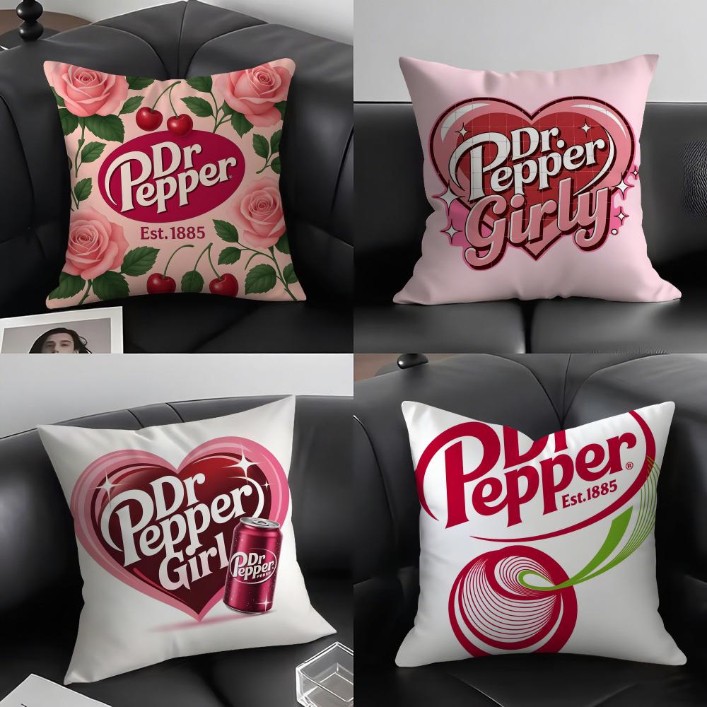 CCherry Drink DrPepperR Brand Cushion Cover Pillowcase Ultra Soft Skin Friendly Fabric Cloud Like Comfort Concealed Zipper