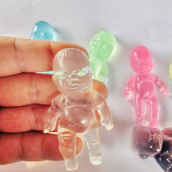 Transparent Babies Stress Relief Toy Slow Rising Anxiety Relieving Mini Baby Squeeze Toy Soft Stretchy Relaxation Stress Ball Fidget Toy