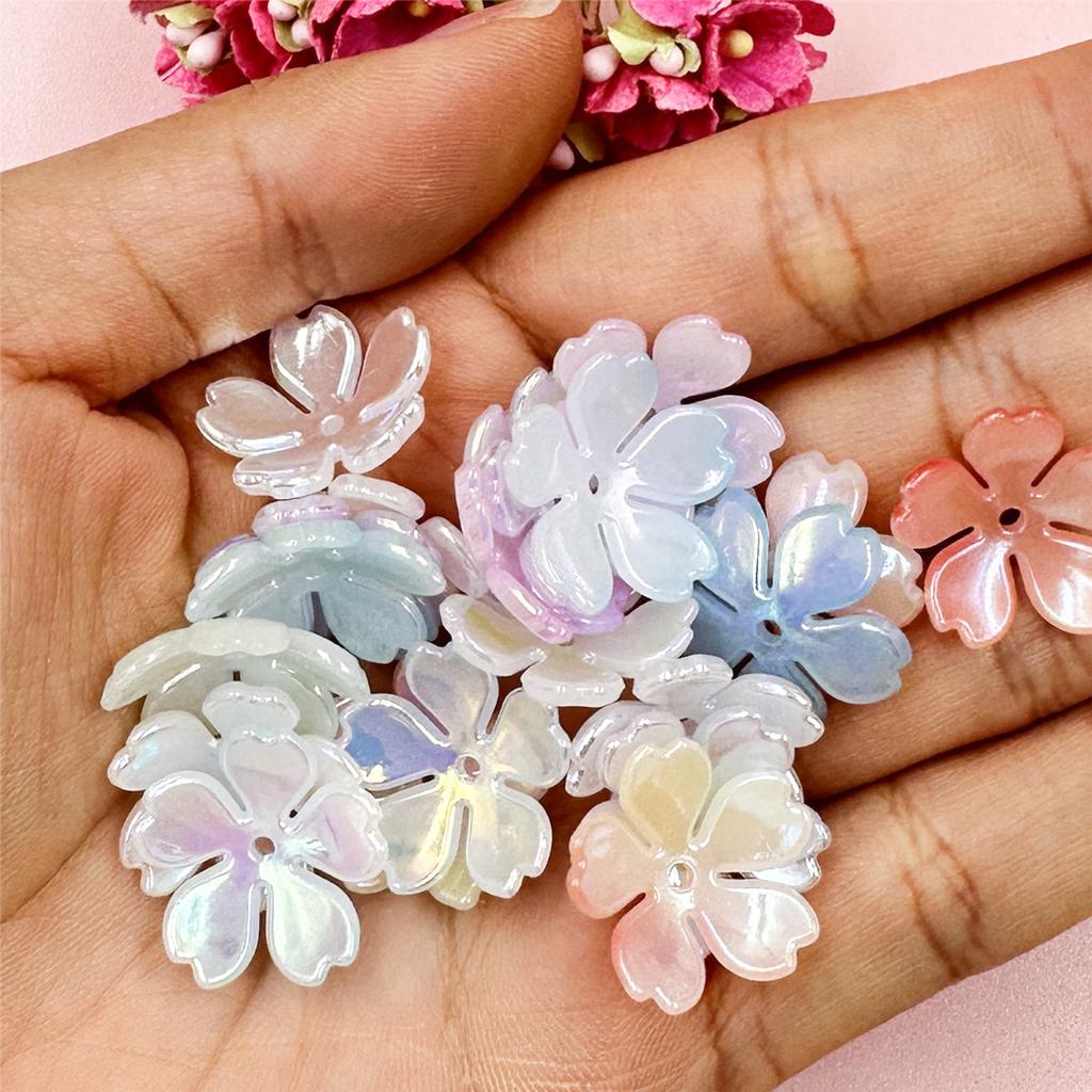 Creative 20Pcs DIY Findings Beading Neclace Bracelet Loose Beads Acrylic Colorful Flowers Handcrafted for Jewelry Making