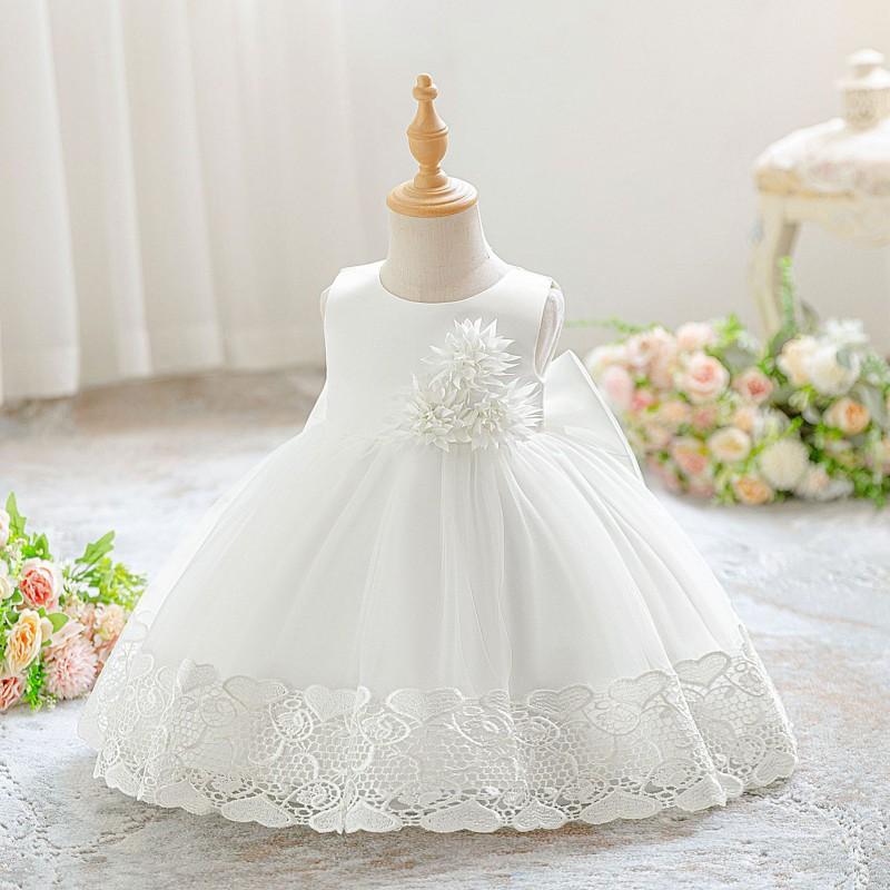 Baby Girls Formal Dress Floral Tulle Party Gown Toddler Kids Wedding Birthday Performance