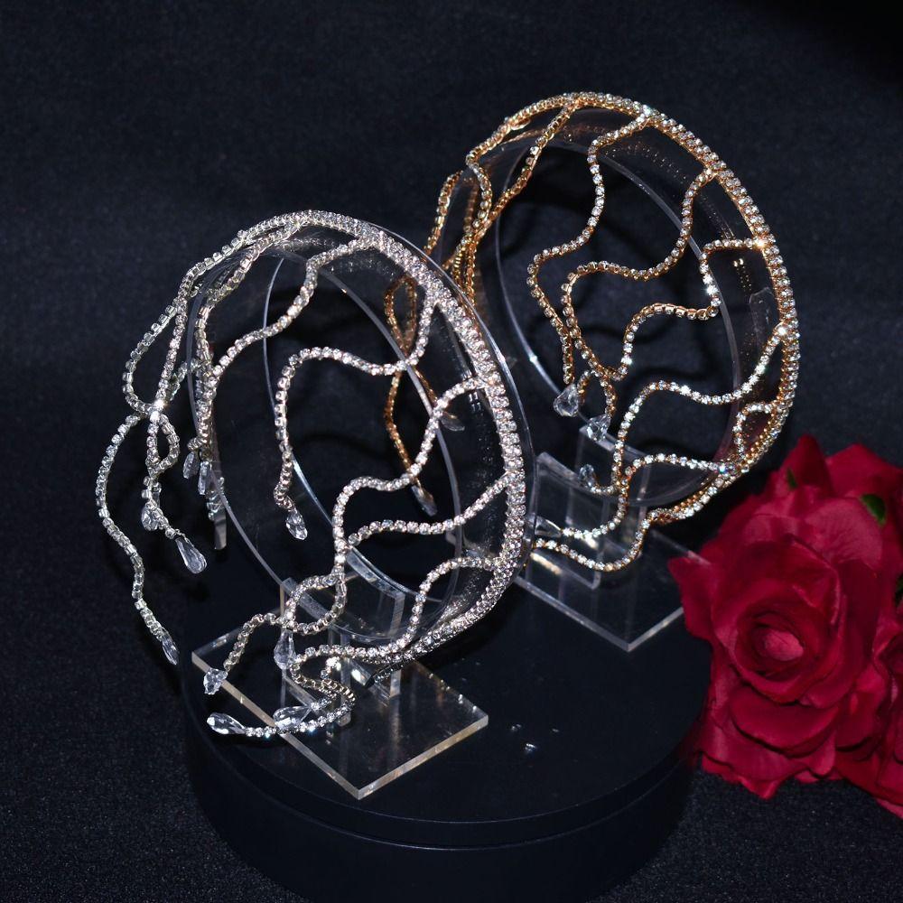 Аксессуары для волос Заколка Ободок со стразами Цинковый сплав Кристалл Тиара Фея Корона Невесты Свадьба