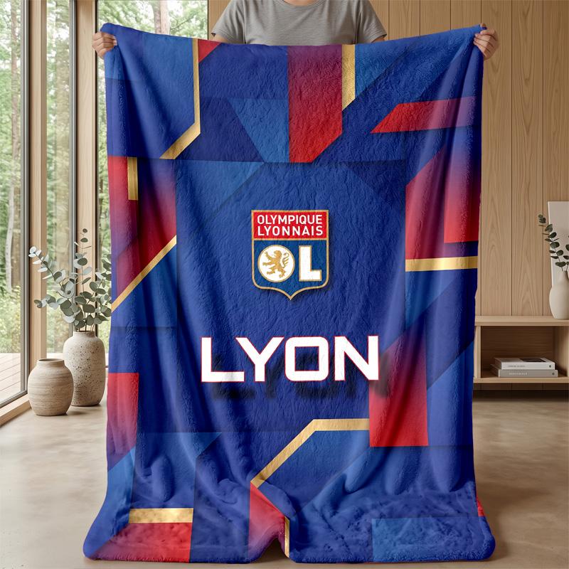 Lyon FC Soft Flannel Fleece Blanket Lightweight Cozy Warm Throw Blanket For Sofa Bed Home Decor