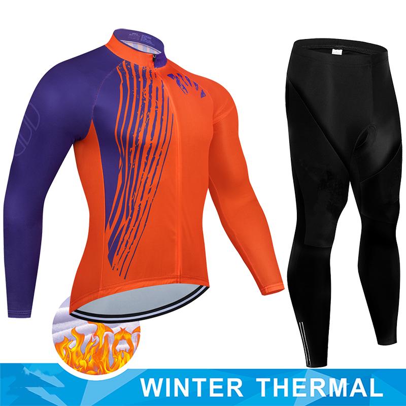 2026 Winter Fleece Warm Winter Thermal Fleece Cycling Jersey Set Man's Long Sleeves Cycling Kits Mountain Bike Jersey Road Bike Cycling Suit
