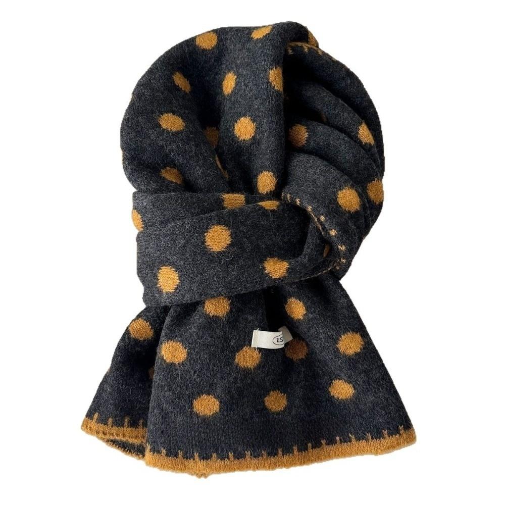 Korean Style Women's Scarf Dot Pattern Polka Dot Scarf Soft Knitted Scarf Winter