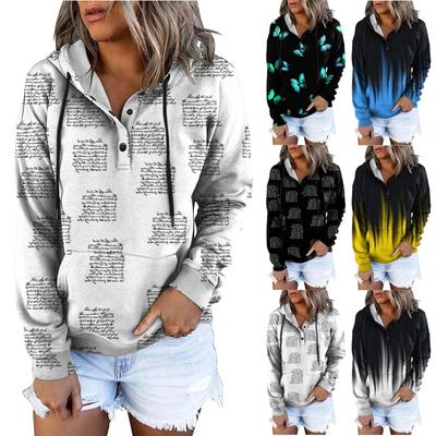 Женские повседневные модные пуловеры с длинными рукавами и капюшоном с принтом, толстовки с капюшоном
