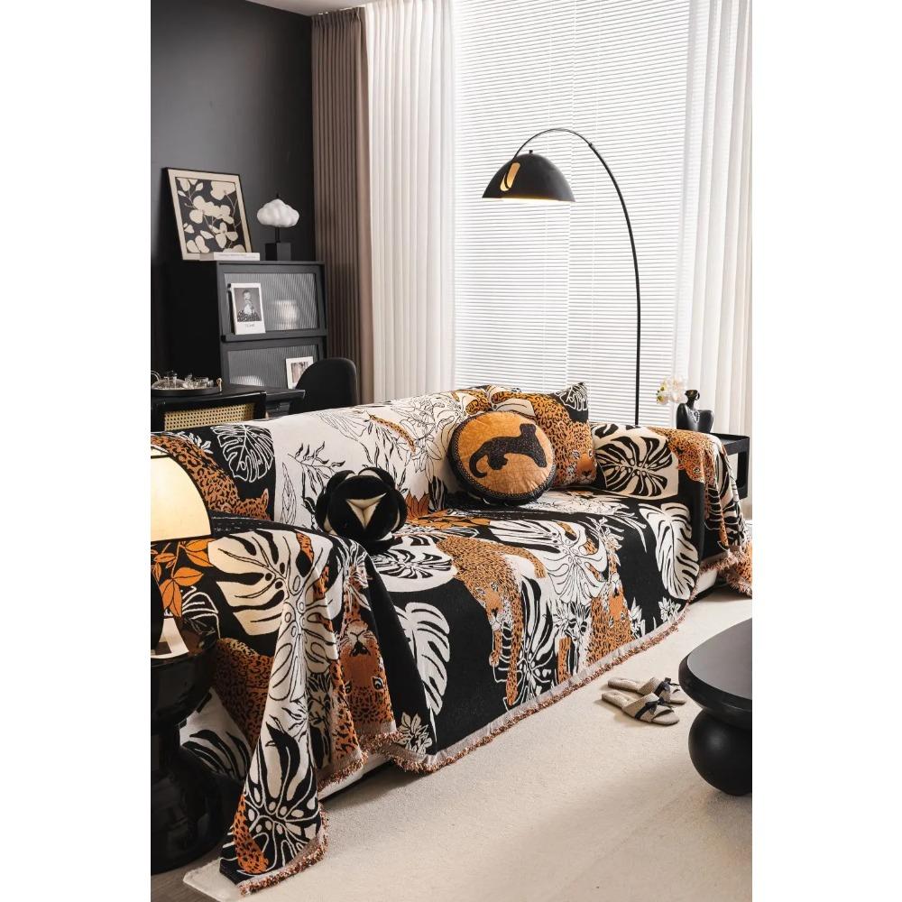 Funda Sofa Home Chenille Leopard Print Sofa Mat Throw Blankets All-season Camping Picnic Cover Sofa Cover