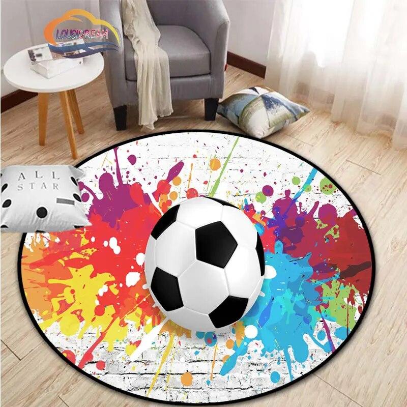 Ковер с изображением футбола, украшение для гостиной, круглая кровать, стул, коврик для дома, входная дверь, дети